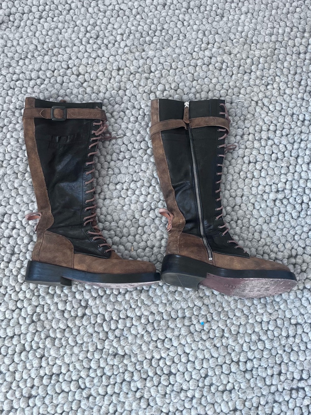 We The Free Brown and Black Lace-Up Combat Boots